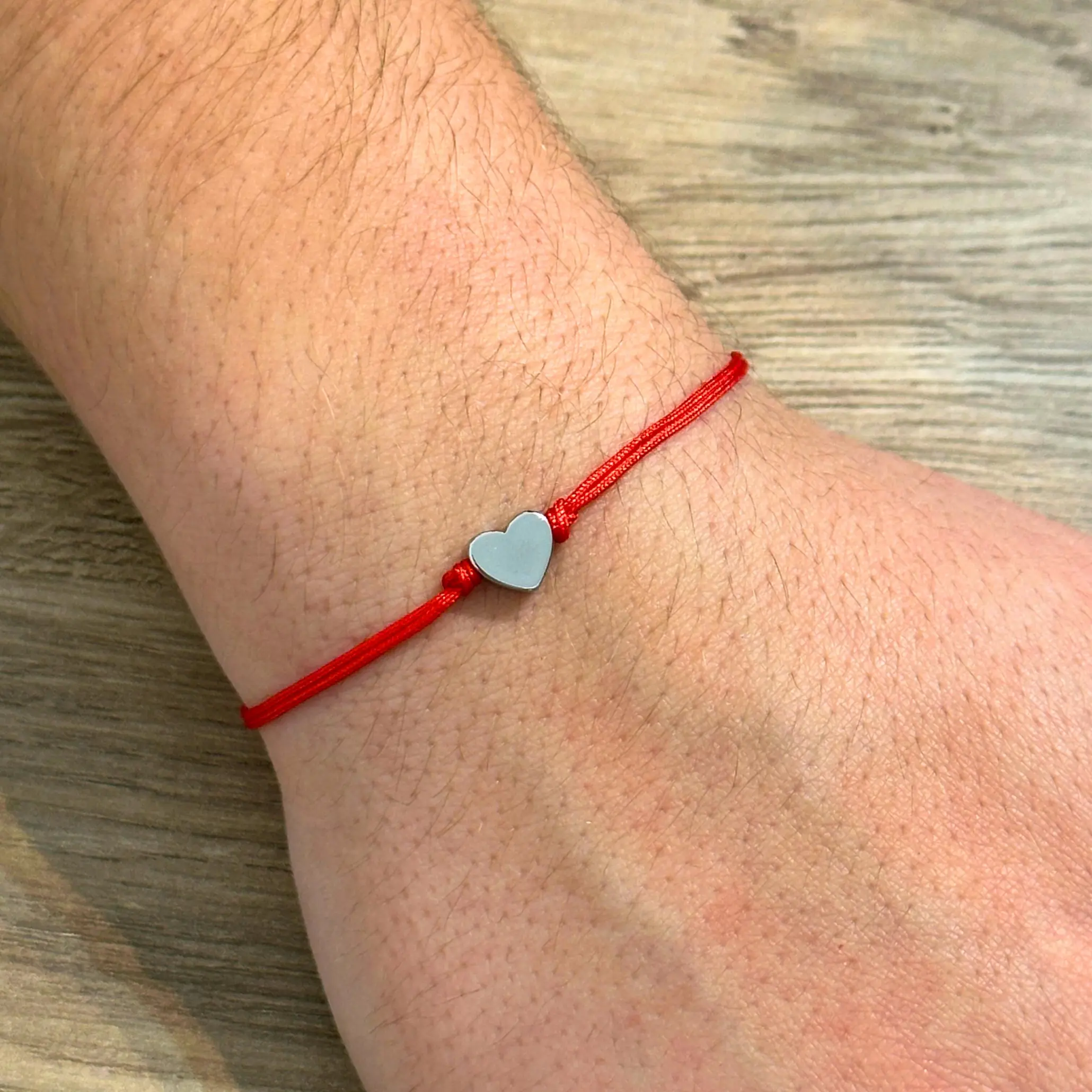 Pulsera Hilo Rojo con Dije Acero Estrella - Corazón