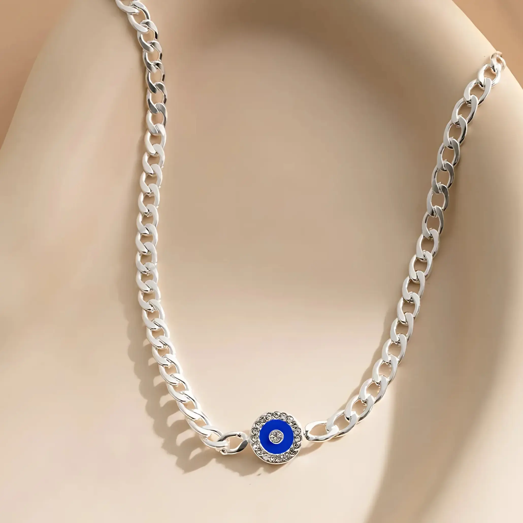 Cadena Acero Blanco con Ojo Strass