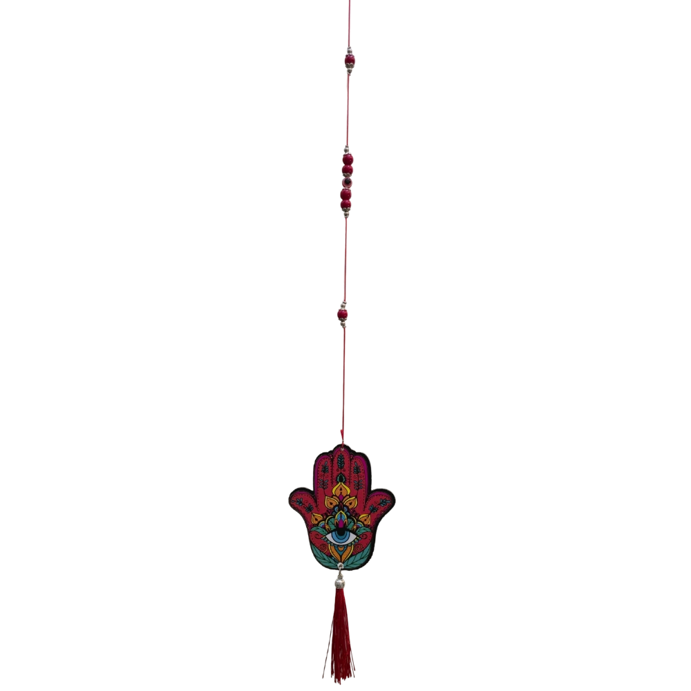 Colgante Mano de Fátima Sticker con borla roja Grande 60cm