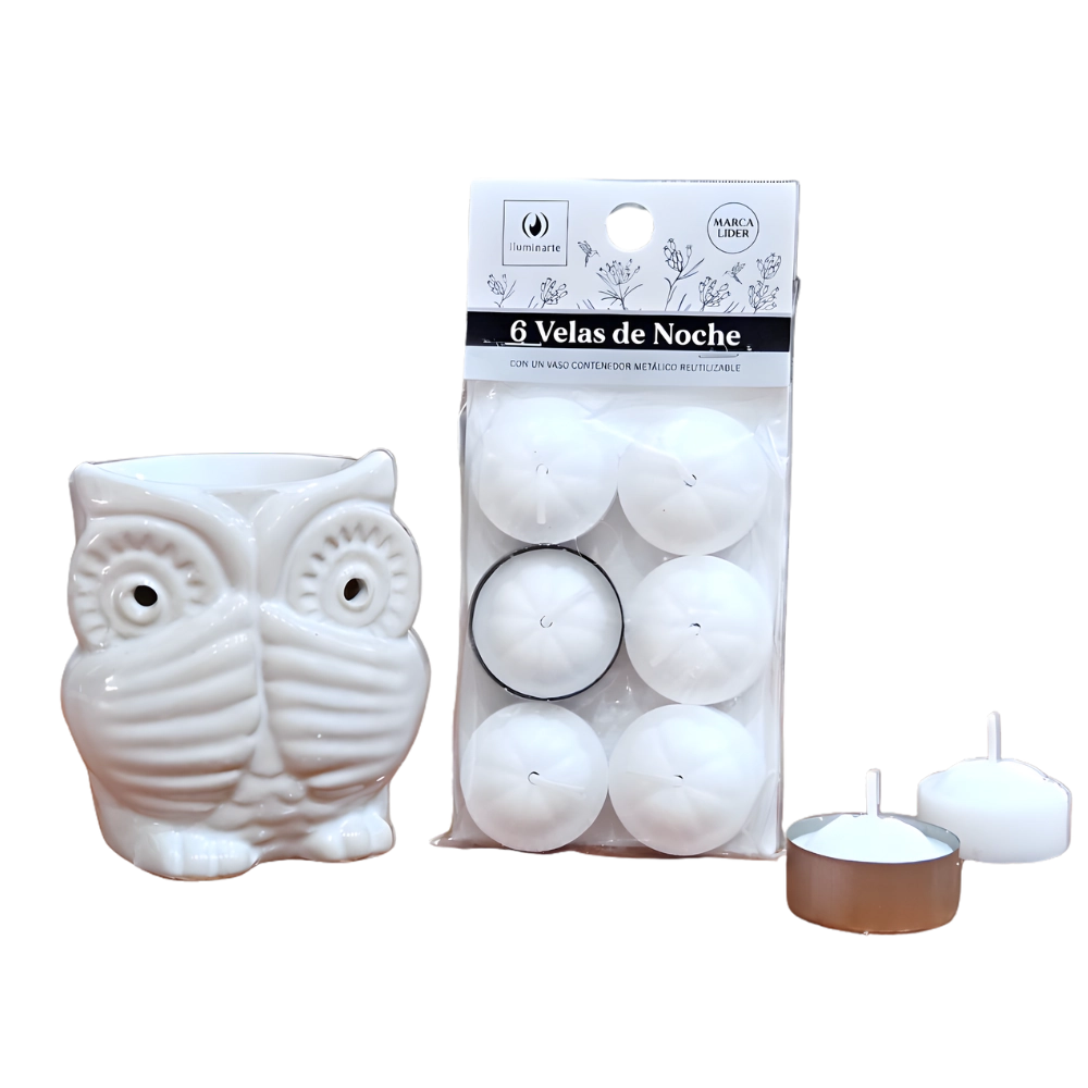 Velas de Noche Blanca Iluminarte x 6 unidades