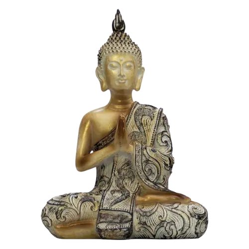 Buda Dorado Manto Floreado
