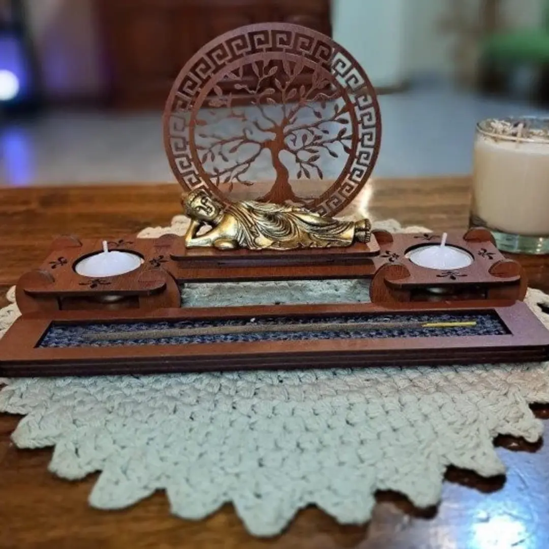 Altar con 2 Velas + Porta Sahumerio
