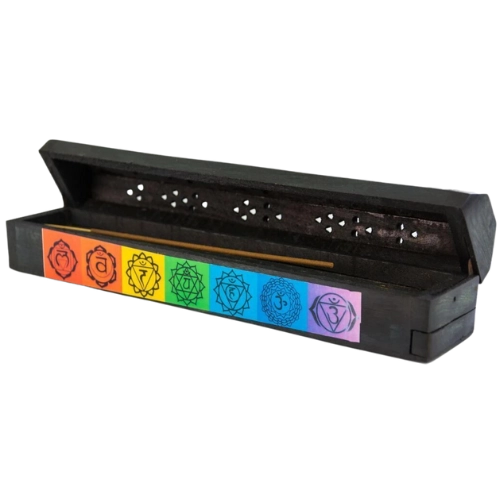 Porta Sahumerio Guarda Box Madera 7 Chakras