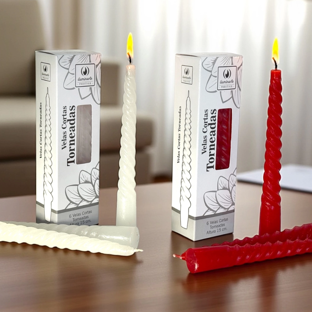 Vela Torneada chica 15 cm Caja x 6 unidades Iluminarte